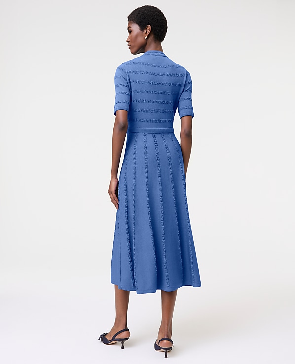 Pointelle Mock Neck Sweater Dress
