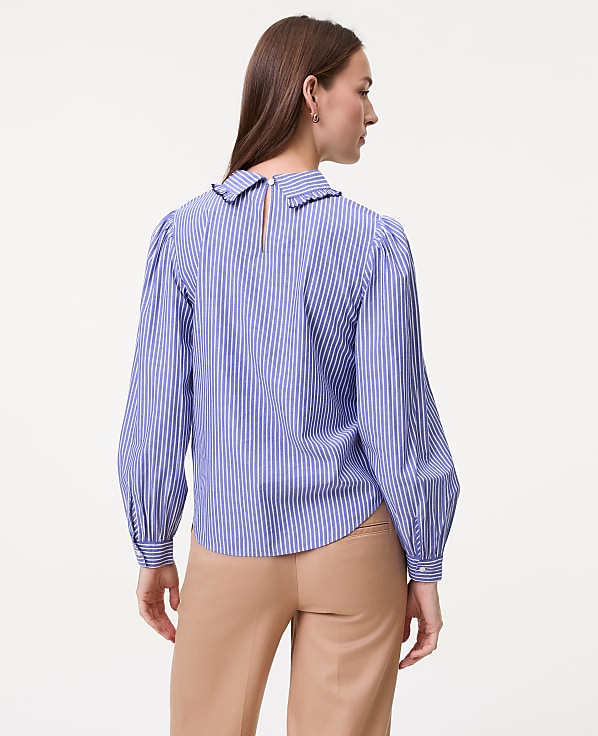 Weekend Striped Scalloped Blouse
