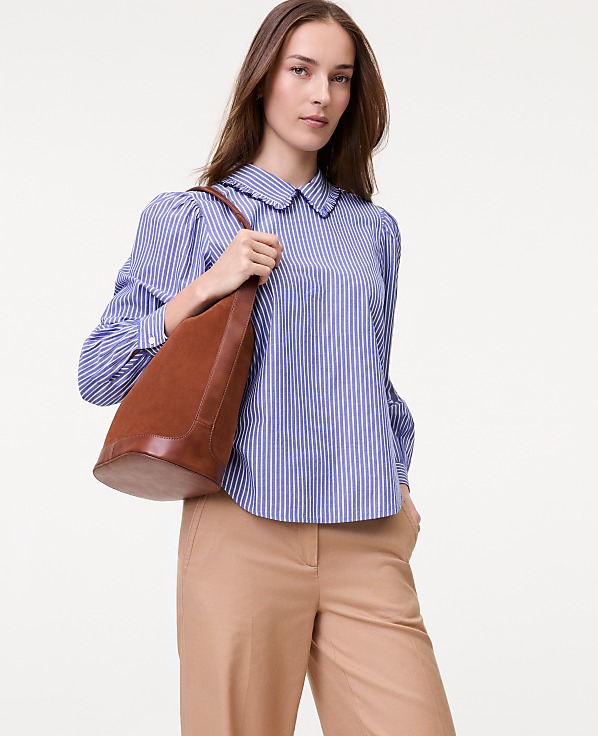 Weekend Striped Scalloped Blouse