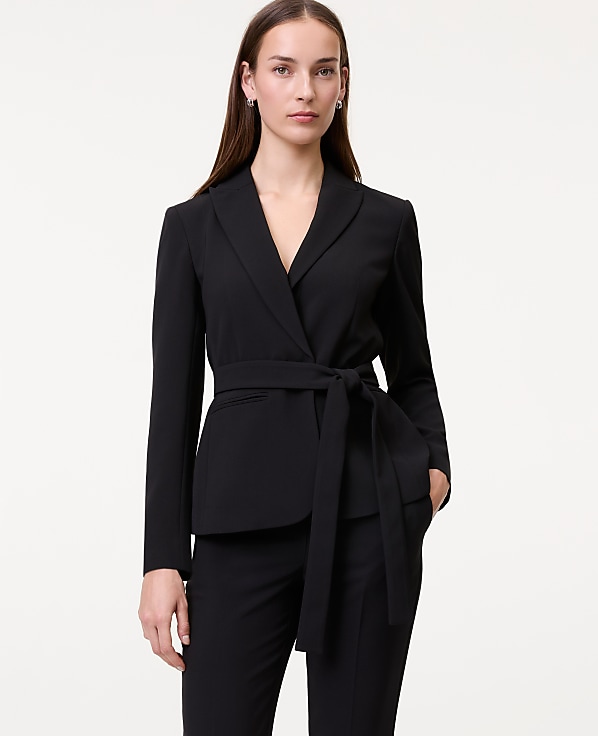 The Belted Blazer in Fluid Crepe
