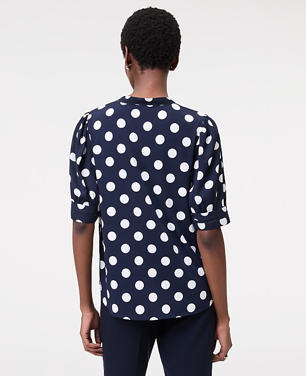 Dotted Lace Trim Mixed Media Top