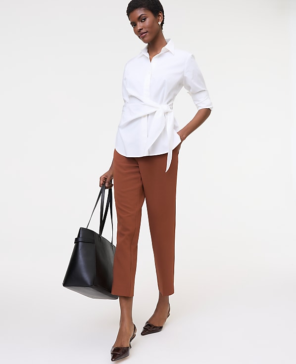 Petite Tie Waist Button Down Shirt