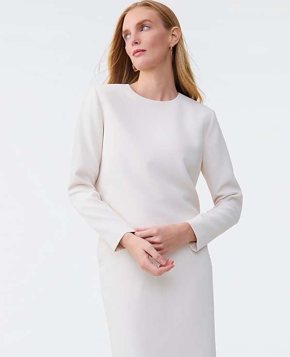 The Petite Crew Neck Top in Fluid Crepe