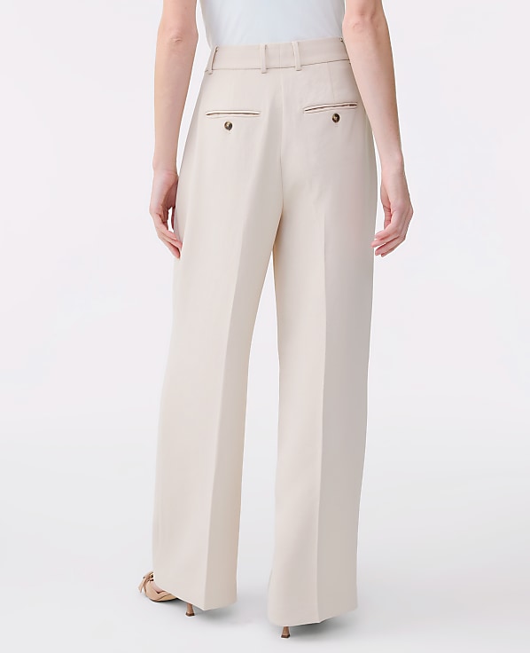 The Pleated Straight Pant in Textured Crepe
