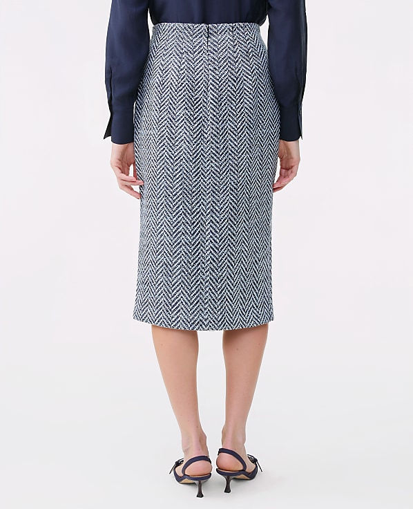 Tweed Button Front Pencil Skirt