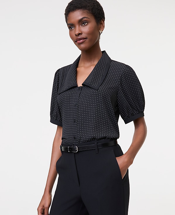 Dotted Puff Sleeve Blouse