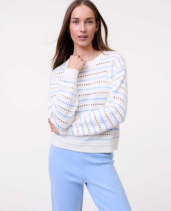 Weekend Striped Pointelle Sweater