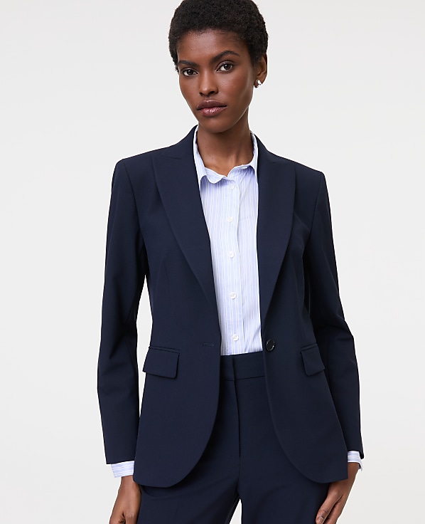 The Petite Fitted Long Blazer in Seasonless Stretch