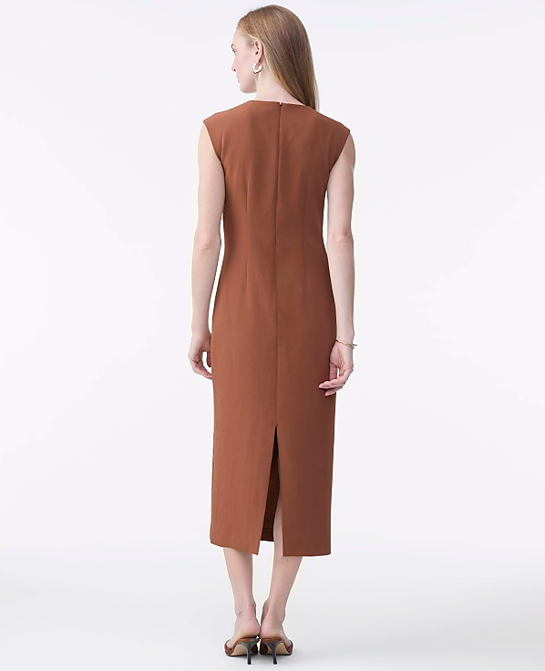 Petite Crew Neck Twist Sheath Dress