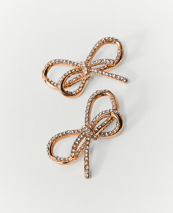 Pav&eacute; Bow Stud Earrings
