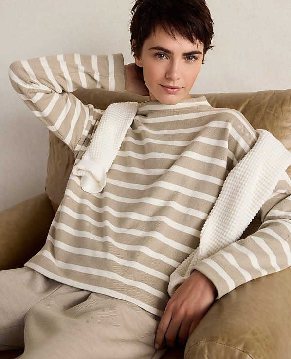 Haven Well Within Organic Cotton Funnel Neck Striped Pullover