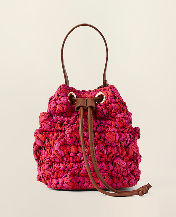 Straw Drawstring Crossbody