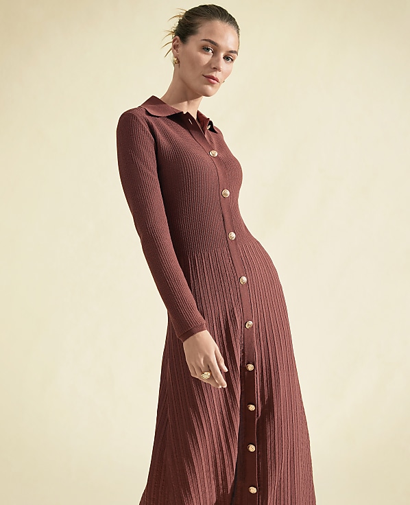 Collared Sweater Midi Dress