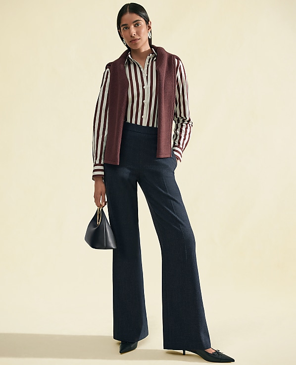 The Petite Everyday Sailor Wide-Leg Pant in Faux Denim