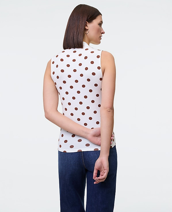 Dotted Sleeveless V-Neck Top