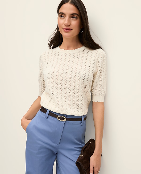 Petite Pointelle Sweater Tee