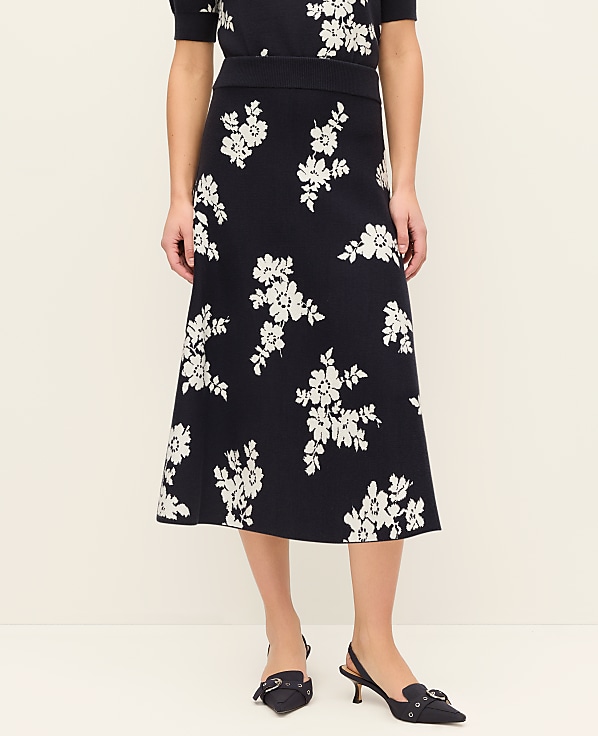 Floral Jacquard Midi Skirt
