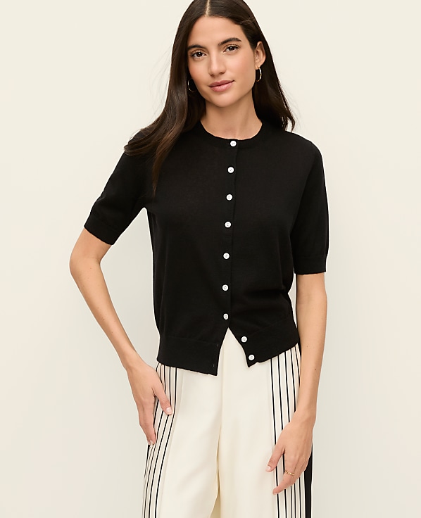 Short Sleeve Linen Ann Cardigan