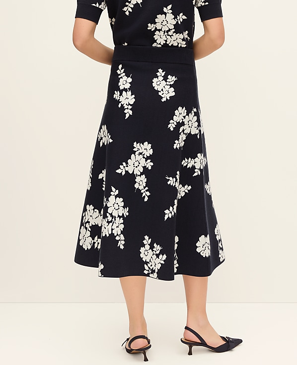 Floral Jacquard Midi Skirt