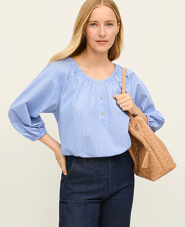 Petite Striped Bubble Hem Top
