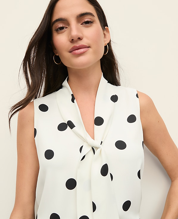 Petite Dotted Bow Neck Shell