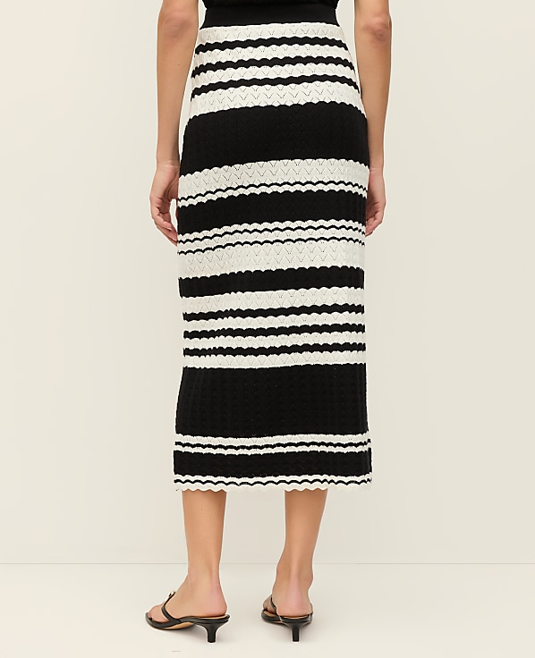 Petite Striped Woven Midi Skirt