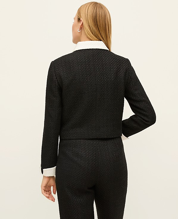 Petite Contrast Trim Tweed Jacket
