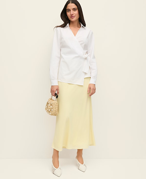 Satin Bias Midi Slip Skirt
