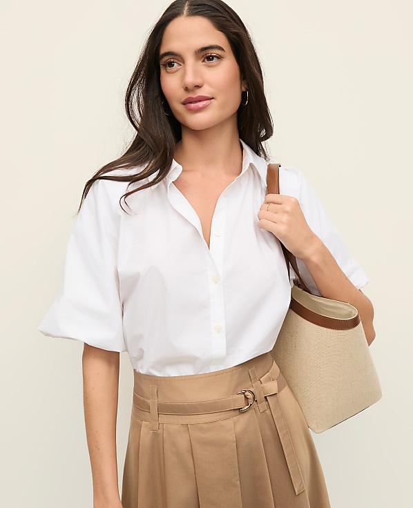Blouson Sleeve Button Down Shirt
