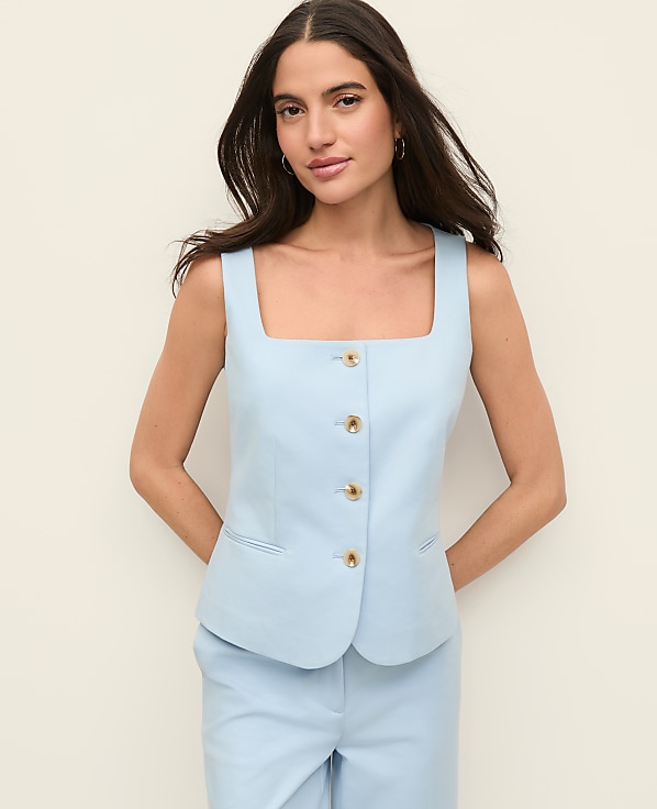 The Cutaway Square Neck Vest in Doubleweave