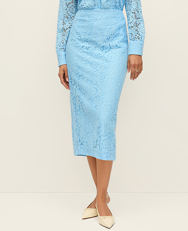 Petite Lace Column Midi Skirt
