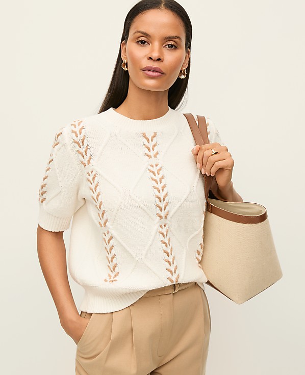 Contrast Stitch Cable Sweater