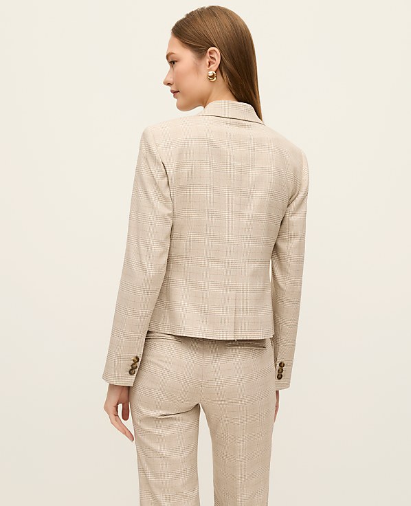 The Petite Single Button Fitted Blazer in Glen Check