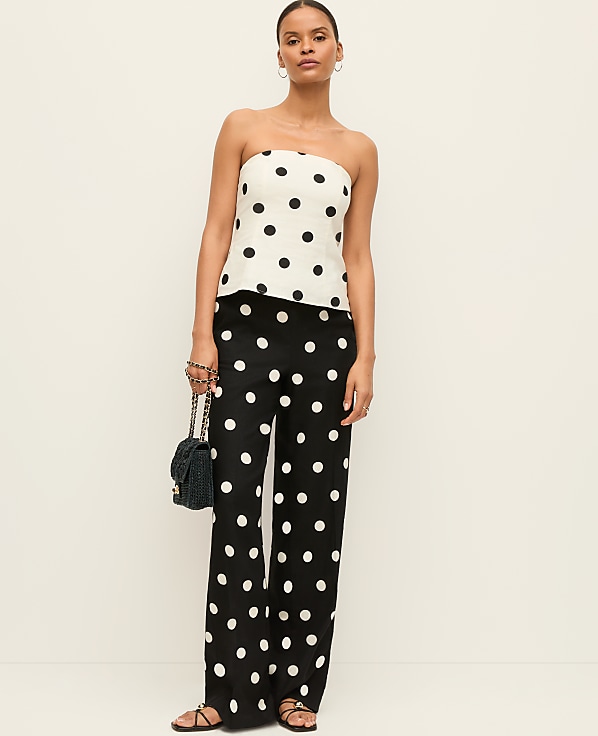 The Petite Dotted Side Zip Pant in Linen