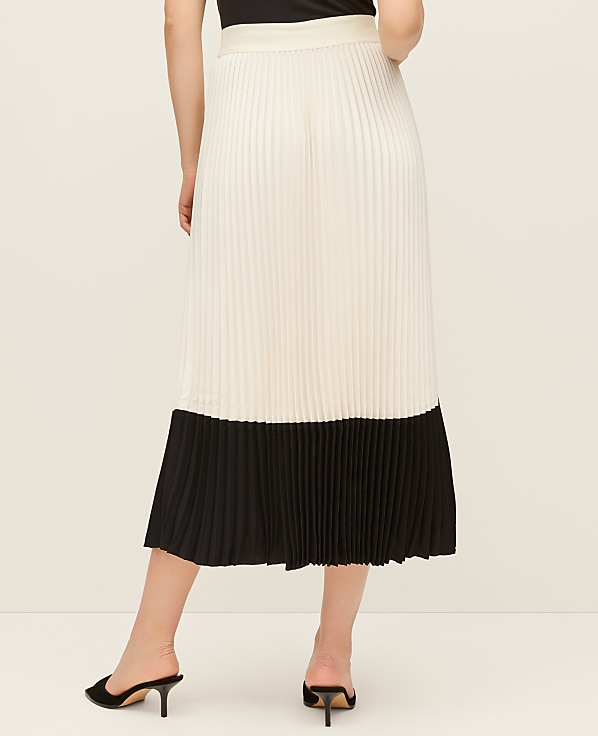 Petite Colorblock Pleated Midi Skirt