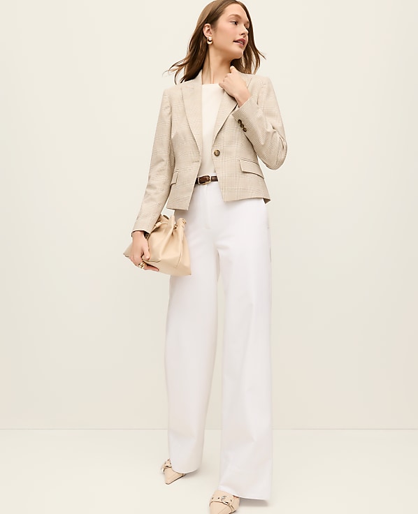 The Petite Single Button Fitted Blazer in Glen Check