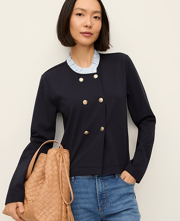 Ruffle Collar Knit Jacket
