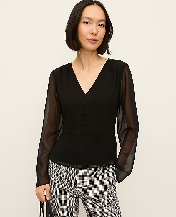 V-Neck Peplum Blouse