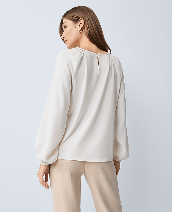 Petite Lace Trim Mixed Media Blouse