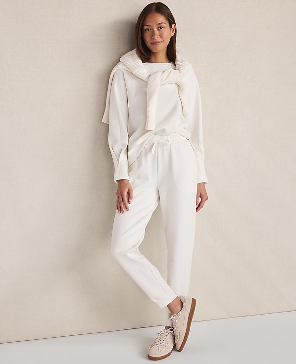 Haven Well Within Soft-Brushed Fleece Pleated Crewneck