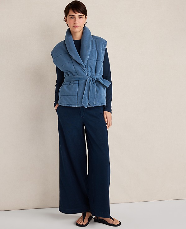 Haven Well Within Indigo Cotton Terry Wide Leg Pants