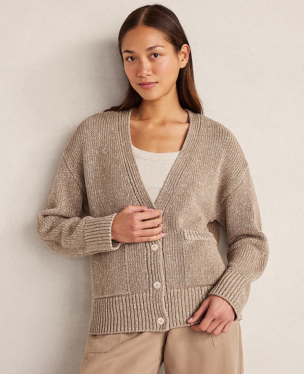 Haven Well Within Organic Cotton Linen Plaited V-Neck Cardigan