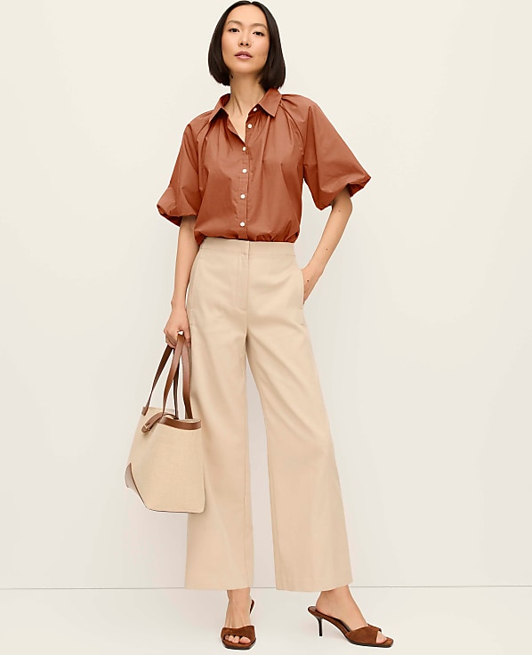 Blouson Sleeve Button Down Shirt