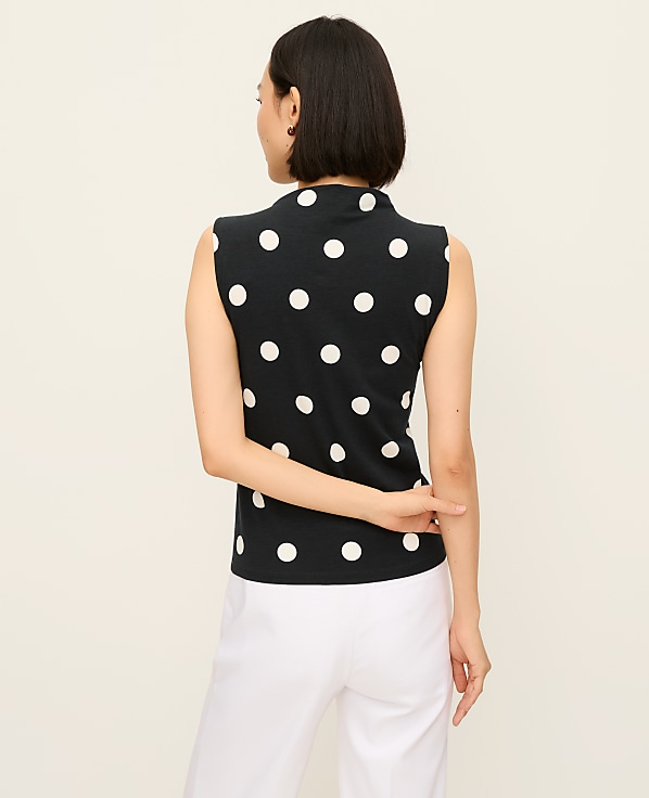 Petite Dotted Mock Neck Tank