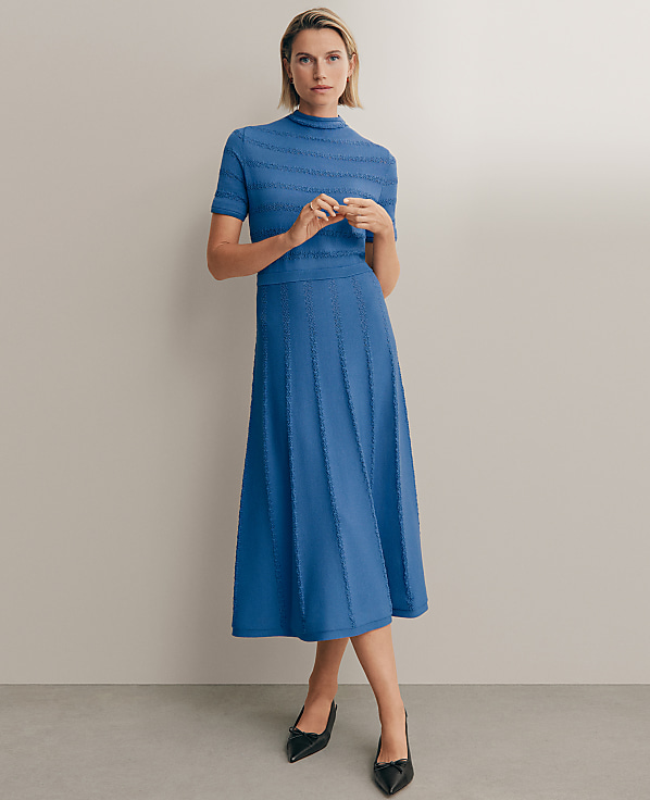 Pointelle Mock Neck Sweater Dress