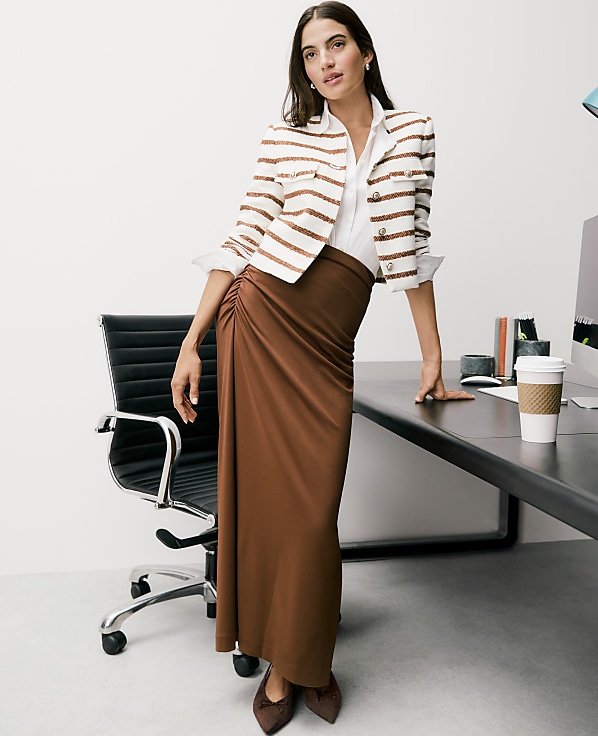 Petite Ruched Knit Column Skirt