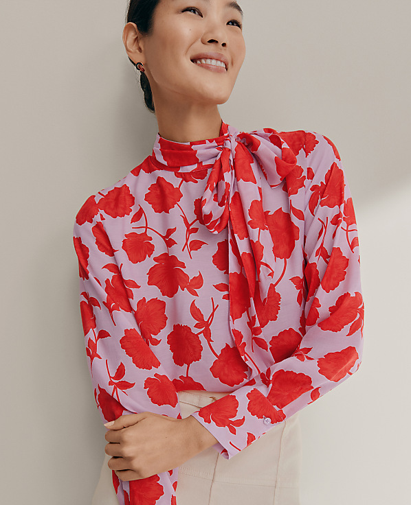 Petite Floral Bow Blouse
