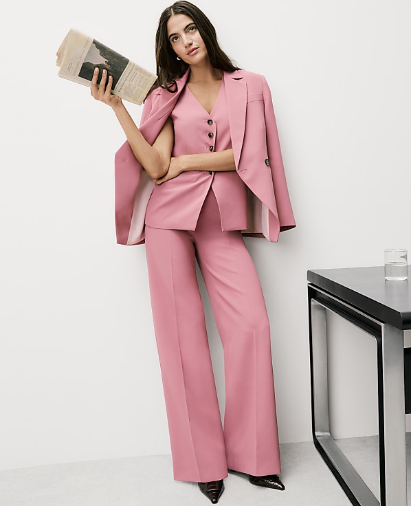 The Petite Wide-Leg Flare Trouser in Fluid Crepe