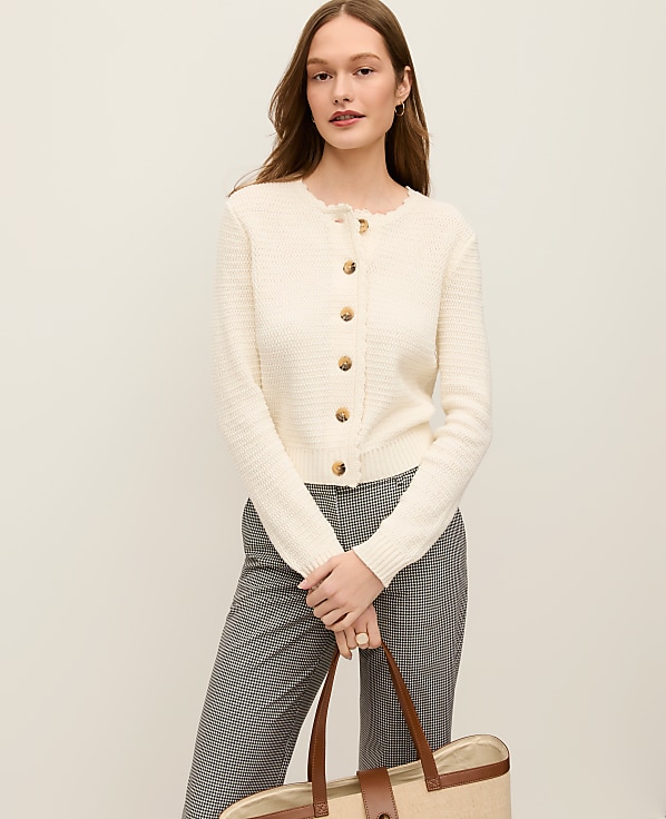 Petite Scalloped Trim Cardigan