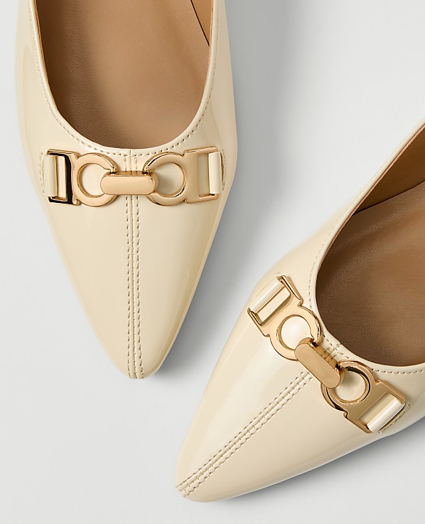 Hardware Embellished Patent Flat